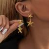 Trendy Gold Plated Starfish Earrings Stylish Gold Alloy Star Shape Earrings For Women For Autumn