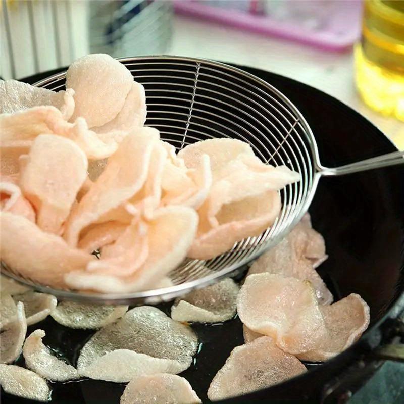 3 Stück Ovaler Schaumlöffel Edelstahl Filter Sieb Ölkanne Lebensmittelfilter Kochgeschirr Sieb Frittierfilter Küchensieb Back-Kochwerkzeug