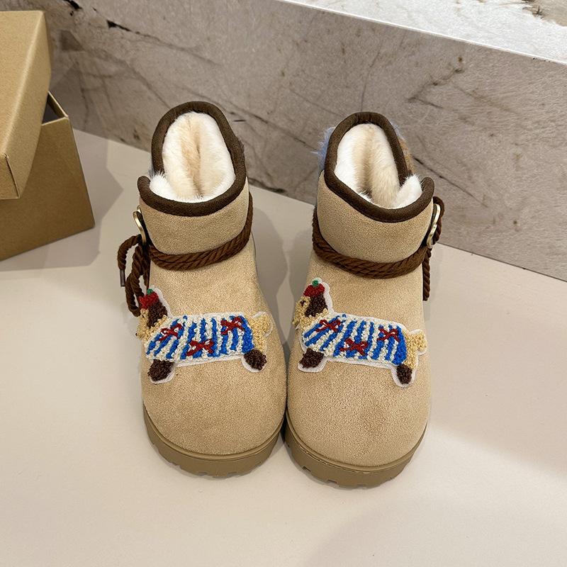 

Women s Soft Elastic Thick Sole Cartoon Winter Warm Cold Padded Snow Boots Non-slip Wear Outdoor Leisure Sports Plush Cotton Boots 40/41 абрикосовий