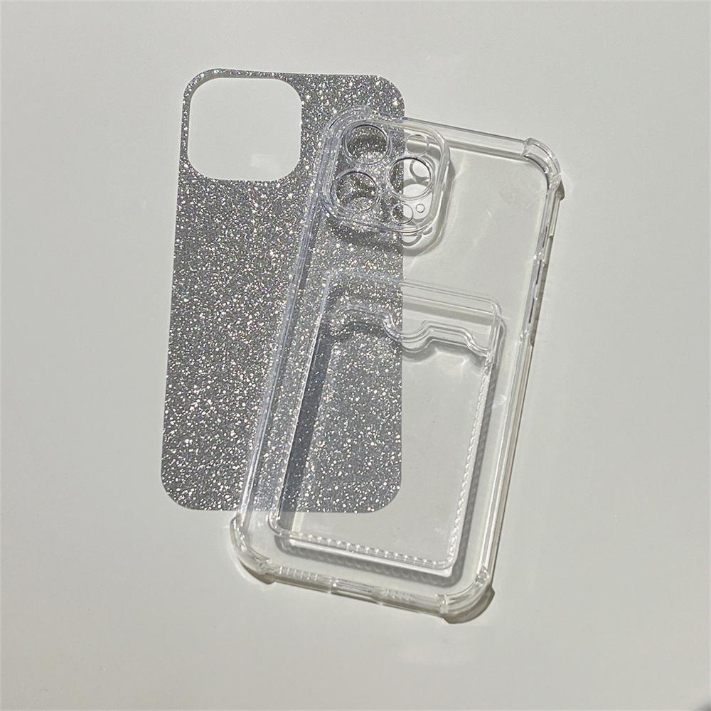 Glitzerndes Papier-Kartenetui für iPhone 14 11 13 12 Pro Max X XR XS Max 7 8 Plus Weiche Silikon-Geldbörse Klare transparente Abdeckung