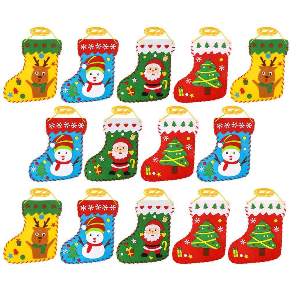 20 PCS Christmas Socks DIY Children's Handmade Non-woven Educational Toys Felt Sewing Kits Kids