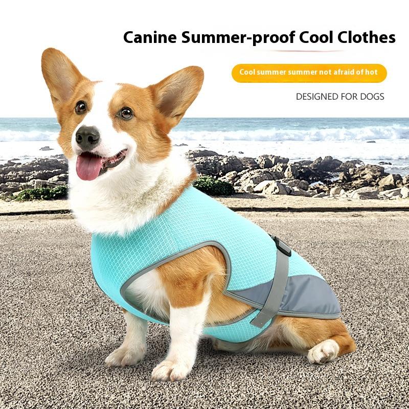 Corgi Teddy Special Summer Mesh Cooler Cool Clothes Ultra-Thin Ice Silk Uv Protection Pet Sportswear Summer Cooling Chest Strap