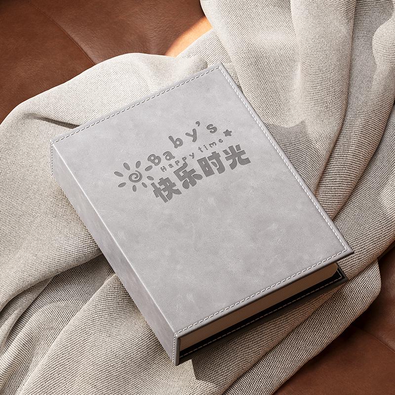 6-Inch Leather Slip-In Photo Album, Holds 5-Inch Photos, Commemorative Baby and Family Album, Large Capacity