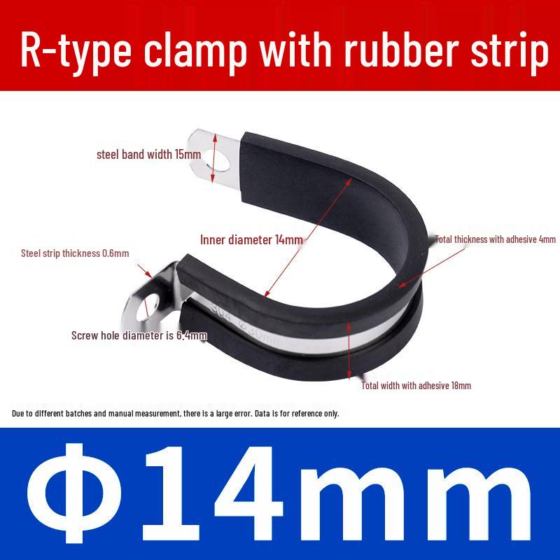 Stainless Steel R-Type Rubber Strip Shock-Absorbing Pipe Clamp