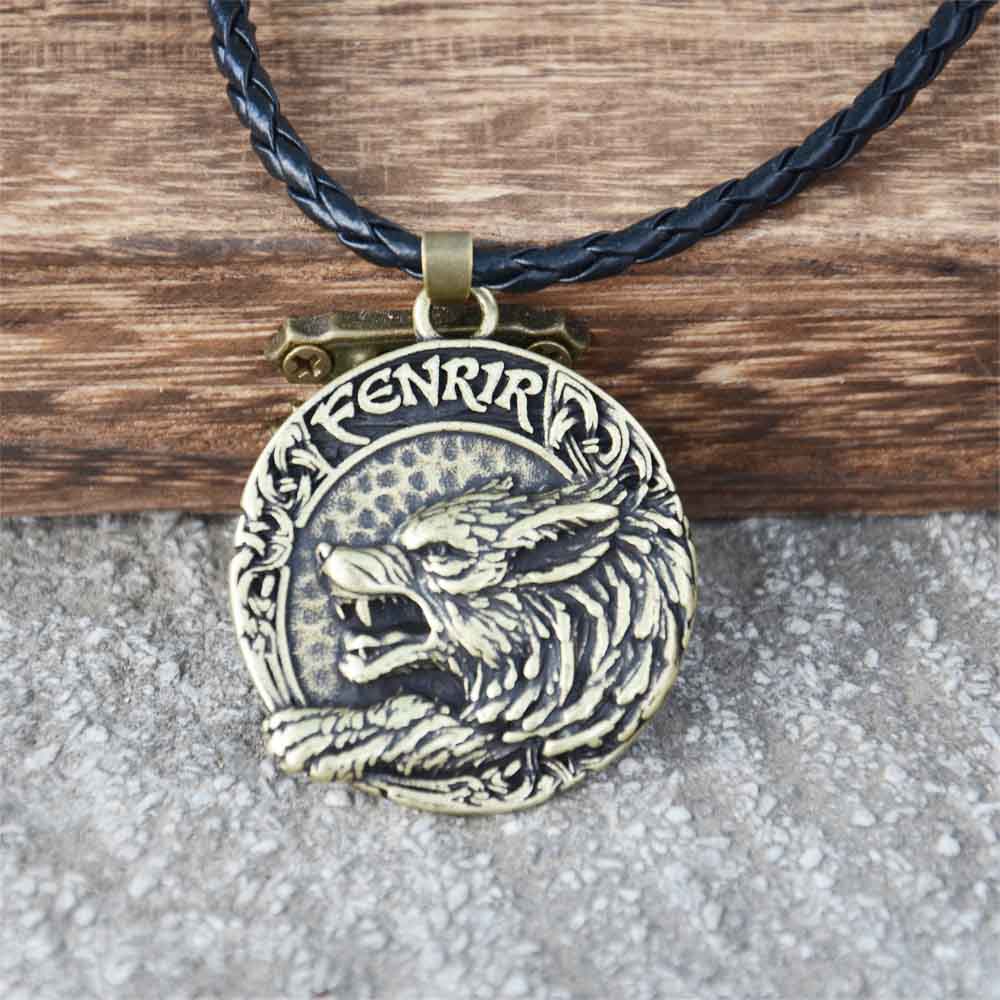 Viking Fenrir Wolf Norse Mythology Vegvisir Runes Protection Amulet Male Pendant Necklace Gothic Accessories