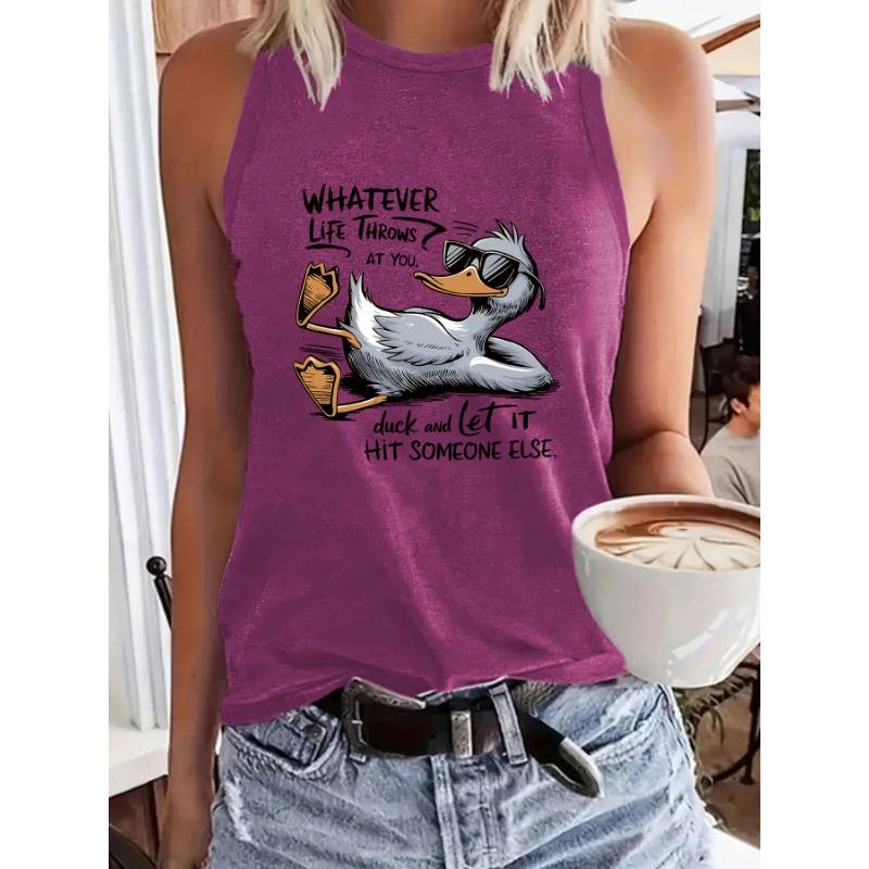 

Женский топ с принтом утки без рукавов топ-халтер с открытой спиной сексуальный свободный жилет XXL темно-красного