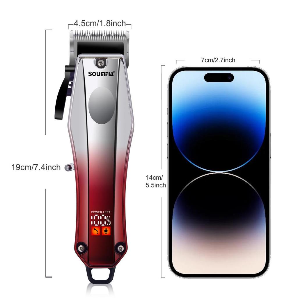 Professional Hair Clipper Mens Adjustable Length Hair Trimmer Corded Hair Cutting Kit for Home Use Red/Blue