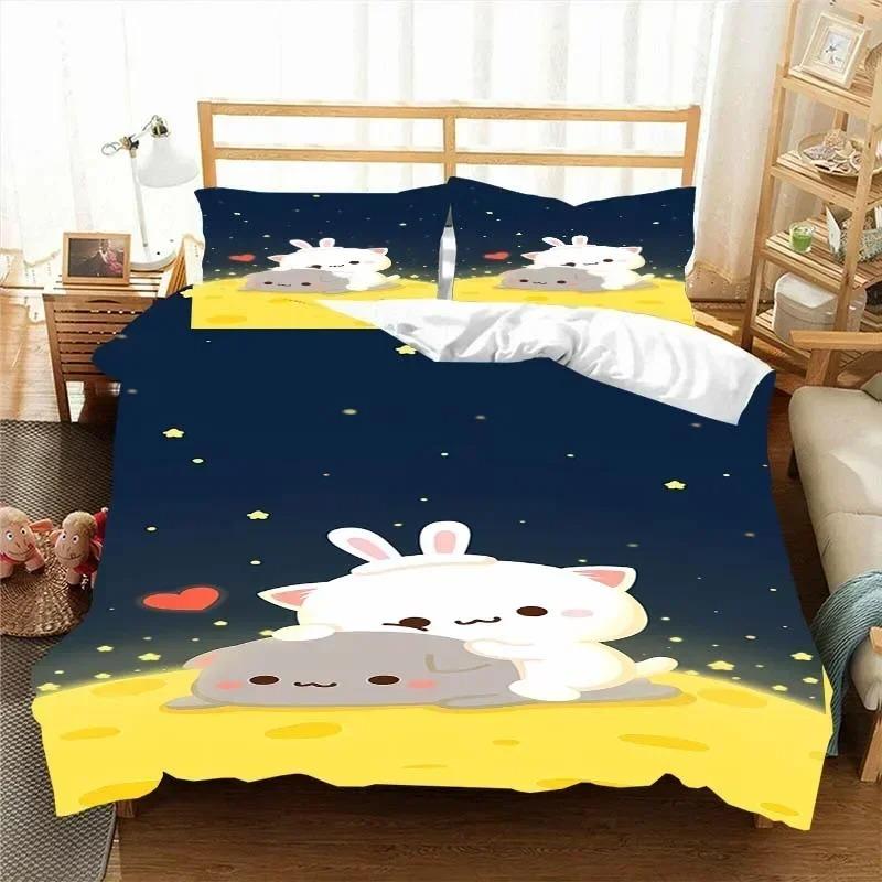 Kawaii Bubu and Dudu 3D Printing Anime Bedding Set Duvet Cover Comforter Bed Single Twin Full King Queen Size Bedding Set Kids