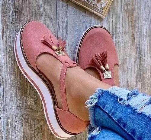 Customizable Women's Sandals Summer Casual Flat Platform Heel Tassel Buckle Strap Female Sandals Platform Vulcanized Shoes