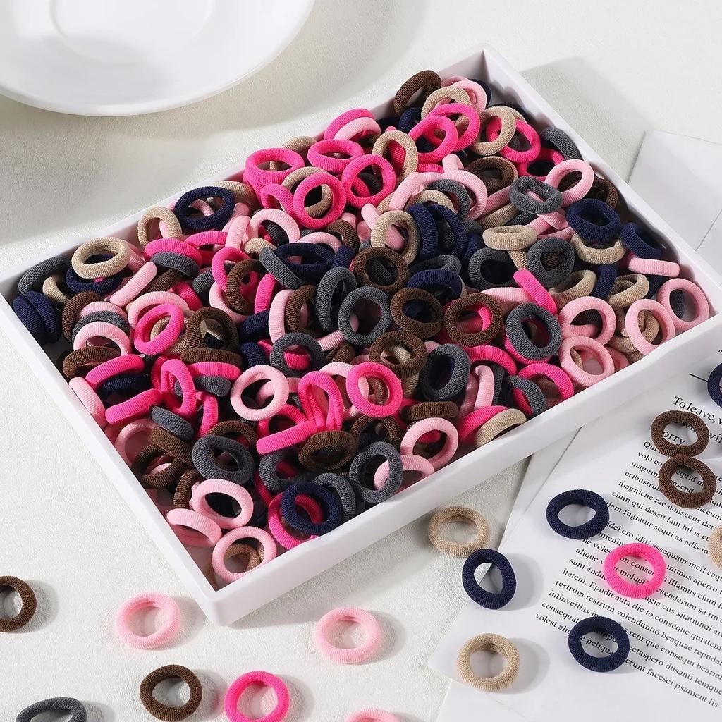 100/300PCS Basic Nylon Ealstic Hair Ties for Girls Colorful Hair Band Ponytail Holder Scrunchie Rubber Band Kid Hair Accessories
