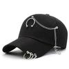 New personalized baseball cap hanging iron ring chain cap spring and autumn black cap blue popular hat