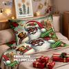 3pcs Cartoon Santa Claus Printed Chipless Duvet Set, Multi Size Bedroom Dormitory Holiday Bedding Decoration, Machine Washable