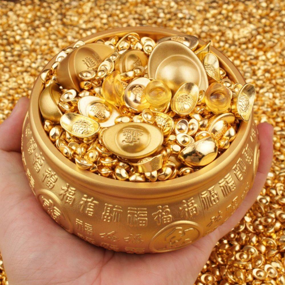 100PCS Gold Miniature Gold Ingots Luck Charms Dollhouse Accessories  Desktop Ornament