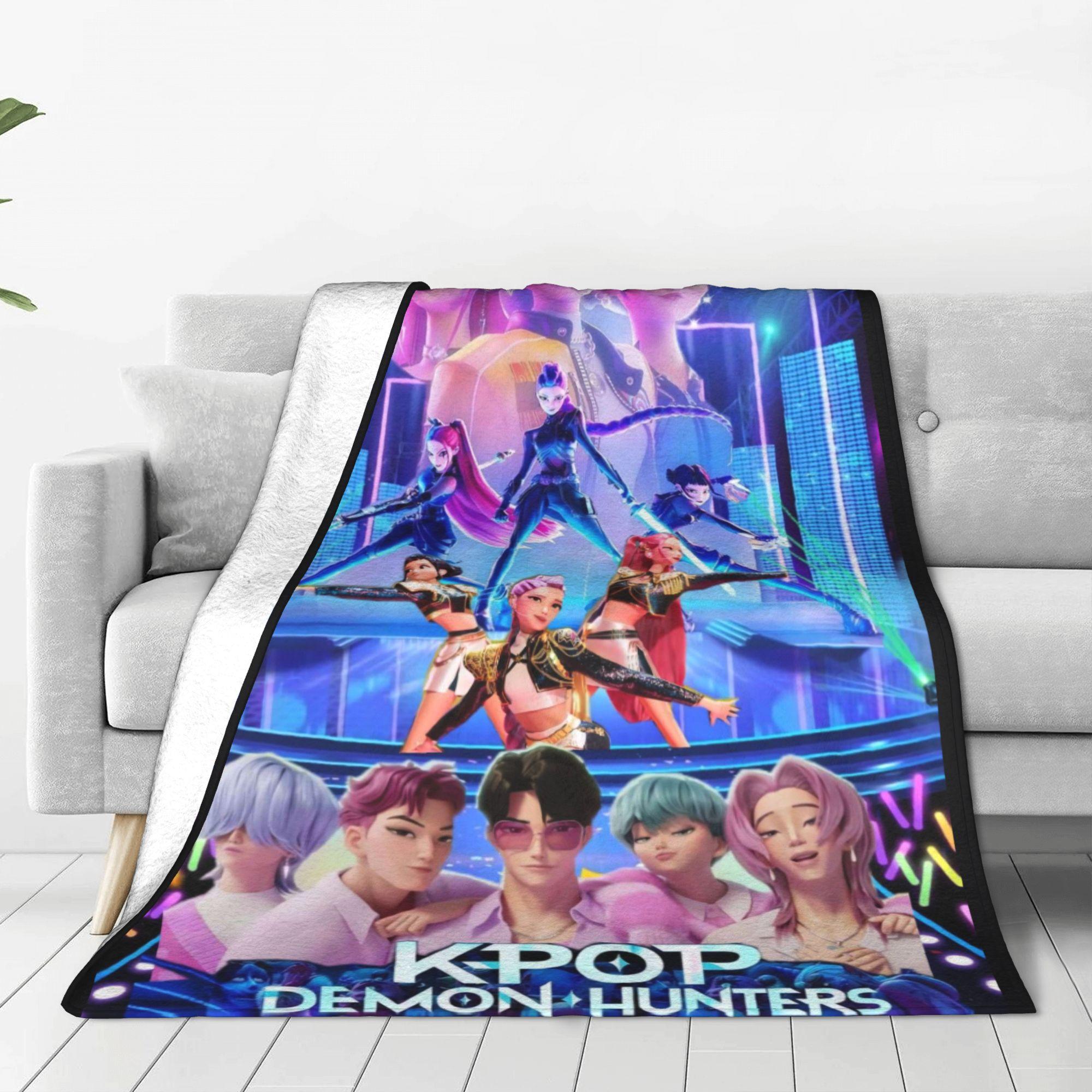 

kpop Охотники на демонов Huntrix & Saja Boys Одеяло Супер Теплое Удобное Плюшевое Одеяло-Плед Ребенок Домашний Декор Фланель Покрывало для Кровати 28x40in(70x100cm)