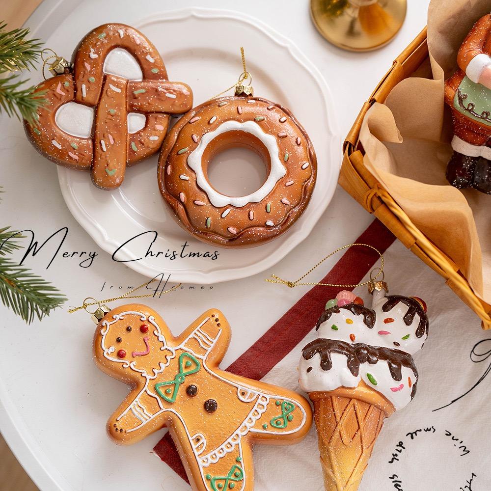 6Pcs Cute Christmas Tree Hanging Decorations Gingerbread-Themed Cookie Ornaments Christmas Kitchen Decor Home New Year 2025