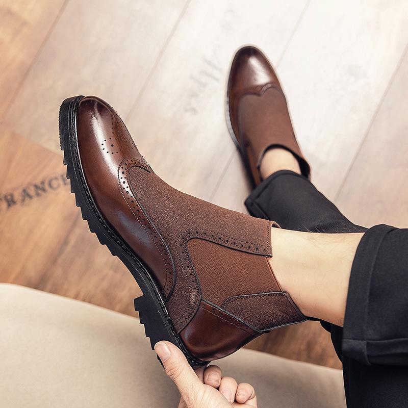 Martin boots summer thin medium and high top British leather inner height increase retro Chelsea short boots