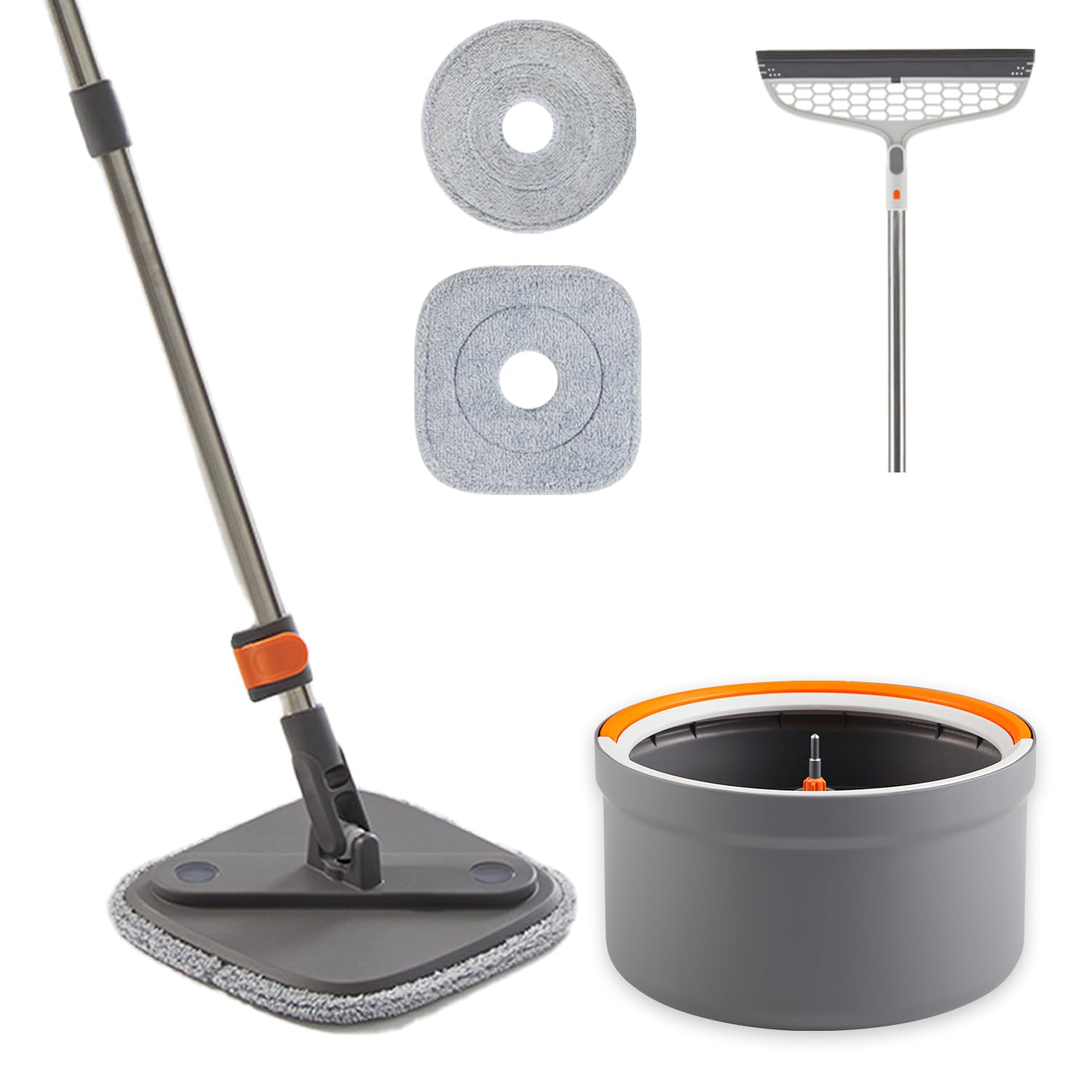 

ESTILO Spin Mop Rotating Mop Mop Cleaner Wastewater Separation Wet Wiping Cleaning Car Wash Silicone Wiper Microfiber Separable Floor Cleaning серый