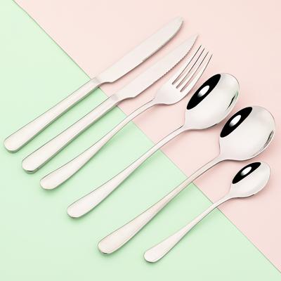 6Pcs/Set High Quality Stainless Steel Dinnerware Mirror Cutlery Steak Knife Fork Spoon Soup Spoon Coffee Spoon Tableware Kitchen Flatware
