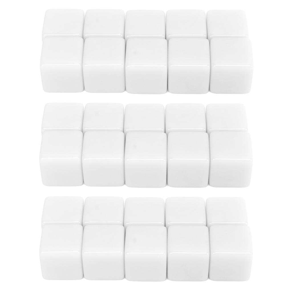 30 Pcs 16mm Dice Set Six Sided Blank Dice Write On Cubes Game for Math Teaching Education White