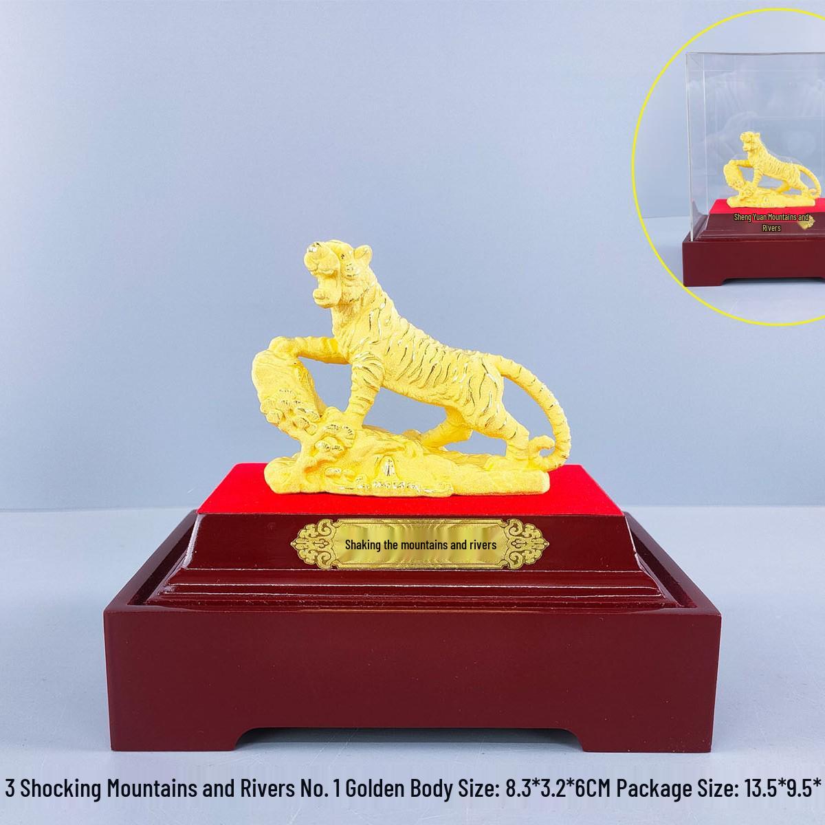 

Gold Flocked Tiger Figurine for Wealth Attraction - Zodiac Tiger Decor for Living Room, Office, or Year of the Tiger Gifts. Size 3: 12.5x5x9CM