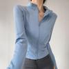 Sunscreen Clothing Yoga Clothing Skinny T-Shirt Sports Long Sleeve Running Training Pilates Stand-Up Neck Zipper Fitness Clothing Jacket