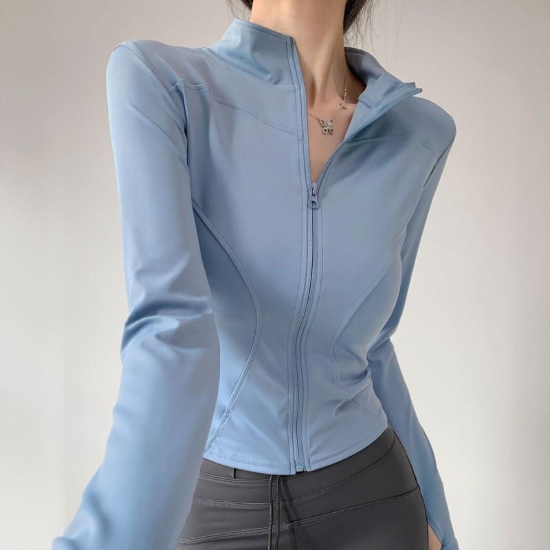 Sunscreen Clothing Yoga Clothing Skinny T-Shirt Sports Long Sleeve Running Training Pilates Stand-Up Neck Zipper Fitness Clothing Jacket