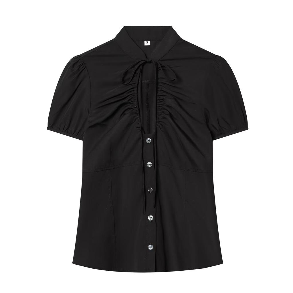 European and American style, new women's fashion, chic poplin top, 4661035 fashionable bow decoration