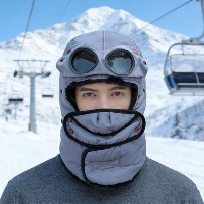 Lei Feng Hat Winter with Goggles Aviator Hat Face 3-in-1 Trapper Thermal Hat Guard Earmuffs Winter Snowmobiling Hiking