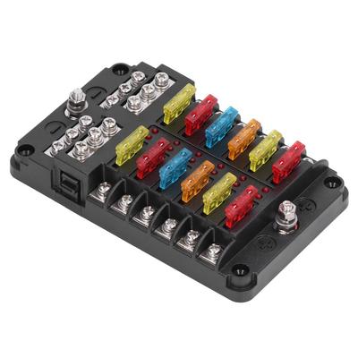 Universal 12 Way Fuseing Box Holder Waterproof Cover LED Indicator Fuseing Block Box Holder Marine