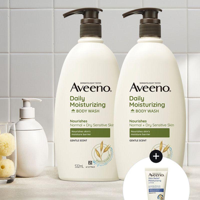 (Aveeno Daily Moisturizing Body Wash 532mLx2 Daily Moisture Body Wash 532x2