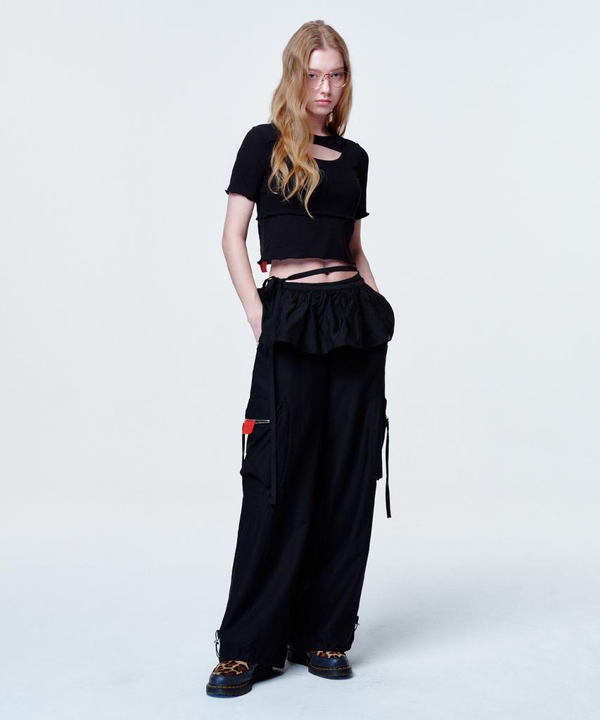 2113 Studio Ruffle Micro Mini Wrap Skirt Black