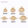 6/8/10mm 14K Gold Plated Cabochon Blank Tray Charms Connectors For DIY Bracelets Necklaces Jewelry Making Accessories Supplies