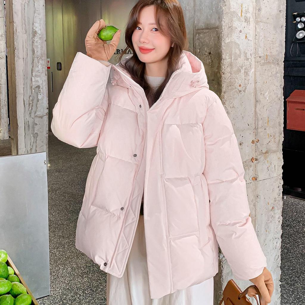 Women's 2025 Winter Korean-Style Hooded Down Jacket - Petite, Thick, and Warm White Duck Down Coat