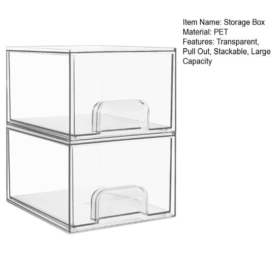 Transparent Storage Box Stackable Cosmetic Organizer Drawer Large Capacity Stable Makeup Organizer Box Bathroom Counter Dresser Cabinets Vanity