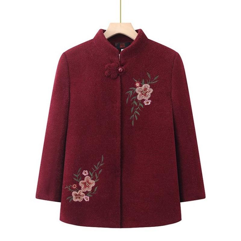 Grandma Autumn and Winter Coat Women's Middle-aged Elderly Mother Clothing Autumn Clothing Fleece Thickened Old Lady Imitation Mink Velvet Clothes