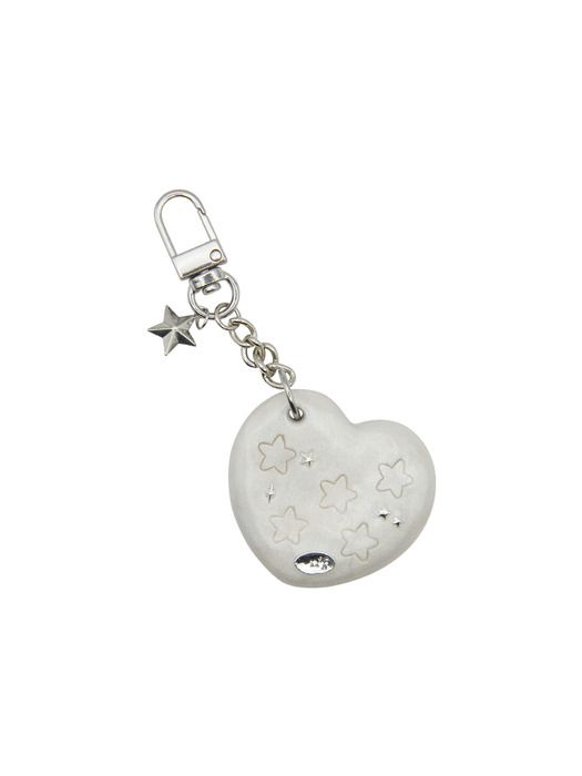 

nff heart star mirror key ring-white pearl ONE