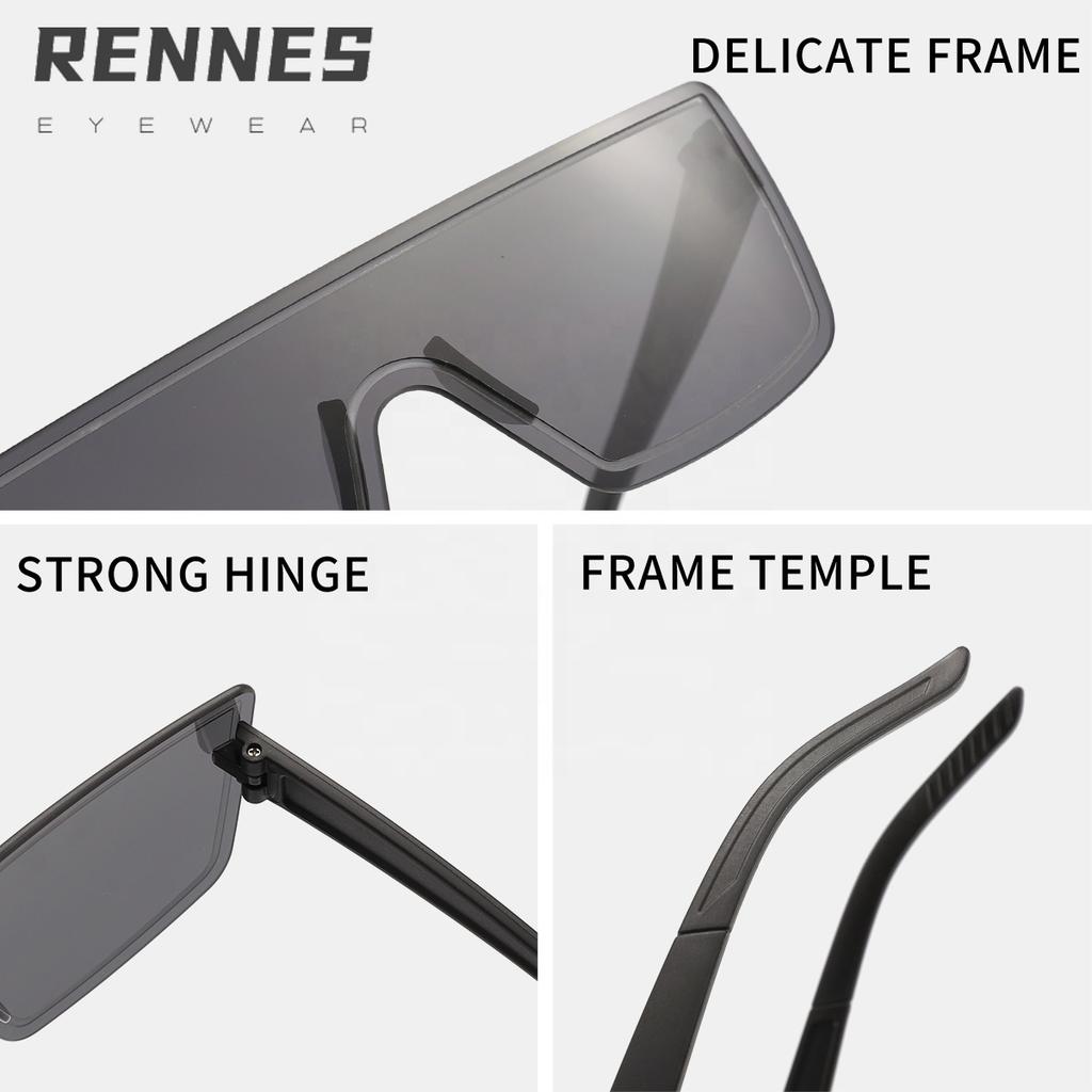 Unisex Square Concave Sunglasses High Quality One Piece Rimless Design UV400 Sunscreen for Outdoor Fashionable Street Shooting