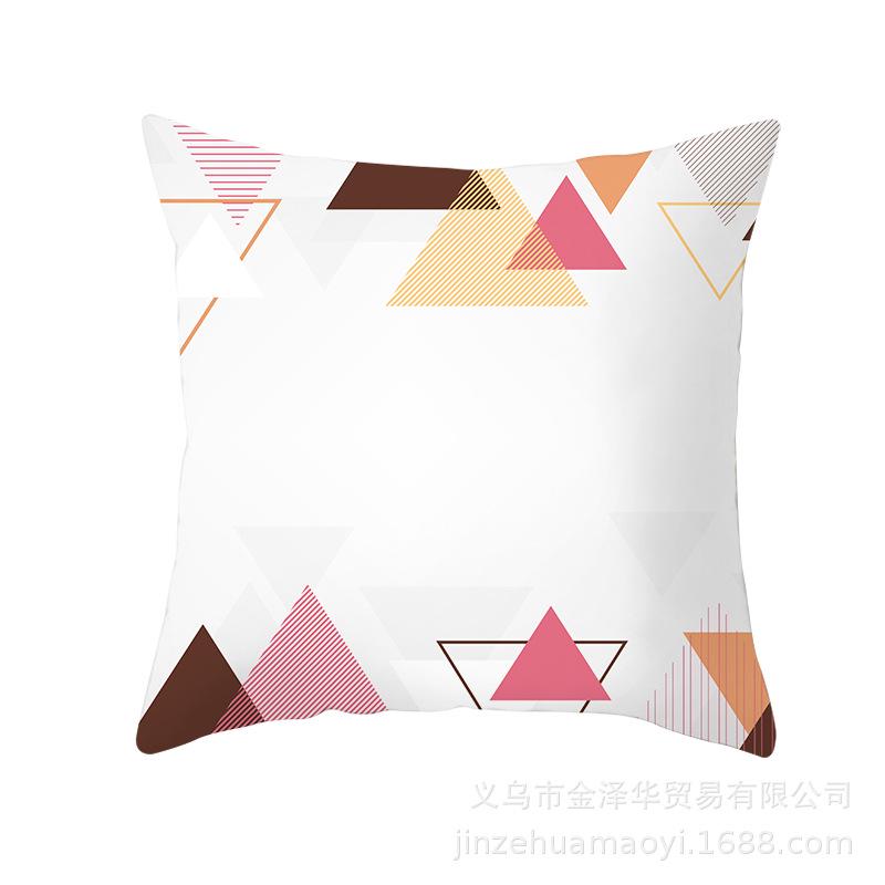 Modern Simple Pillow Cover Office Cushion Cover Pink Geometric Print Cushion Home Furnishings Home