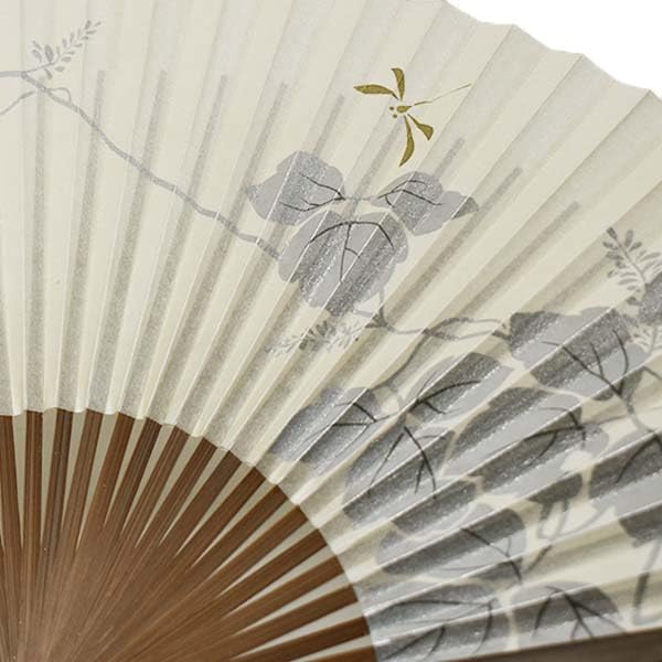Folding Made In with a Karaki Wood Pearlescent Dragonfly Kyoto-style Fan, Japan, Frame, Finish, Design, 22.5 Cm, Scented, Double-sided.