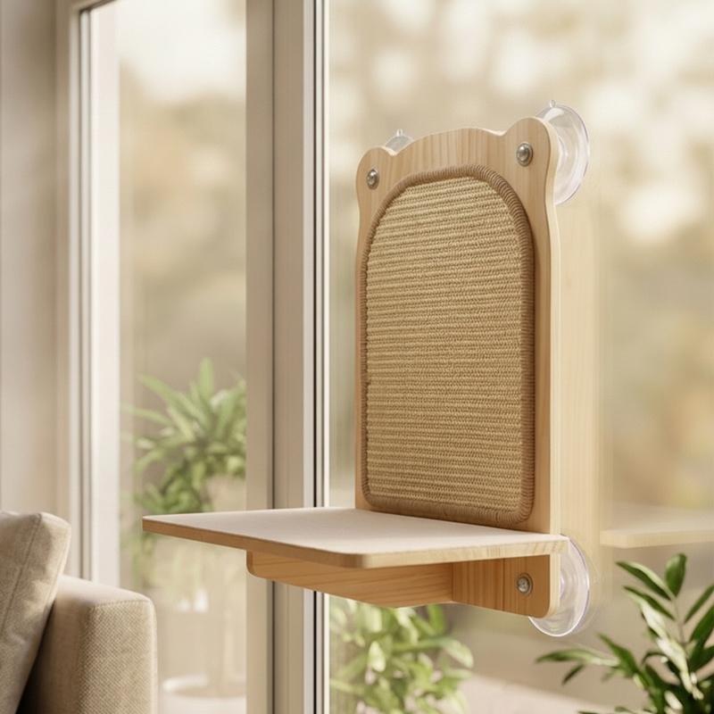 Cat Window Perch with Scratching Post Stable Window Cat Perch with Scratching Post Pet Furniture Long-Lasting Easy to Clean
