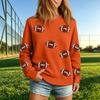 Women's Casual Neck Rugby Print Sweatshirt for Everyday Wear