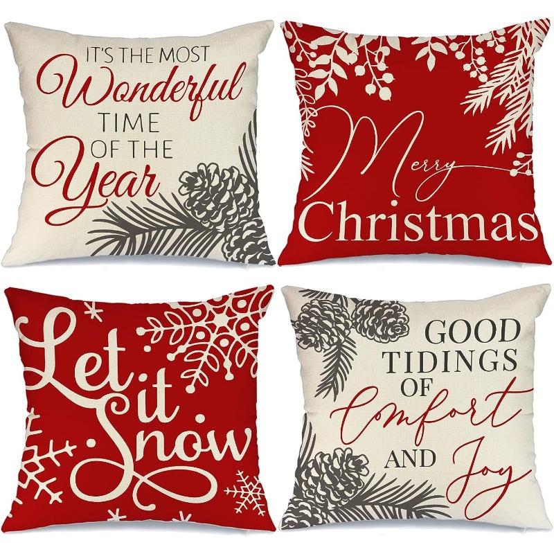 New Christmas Pillow Cover Linen Printed American Sofa Pillow Cover Pillow Cover