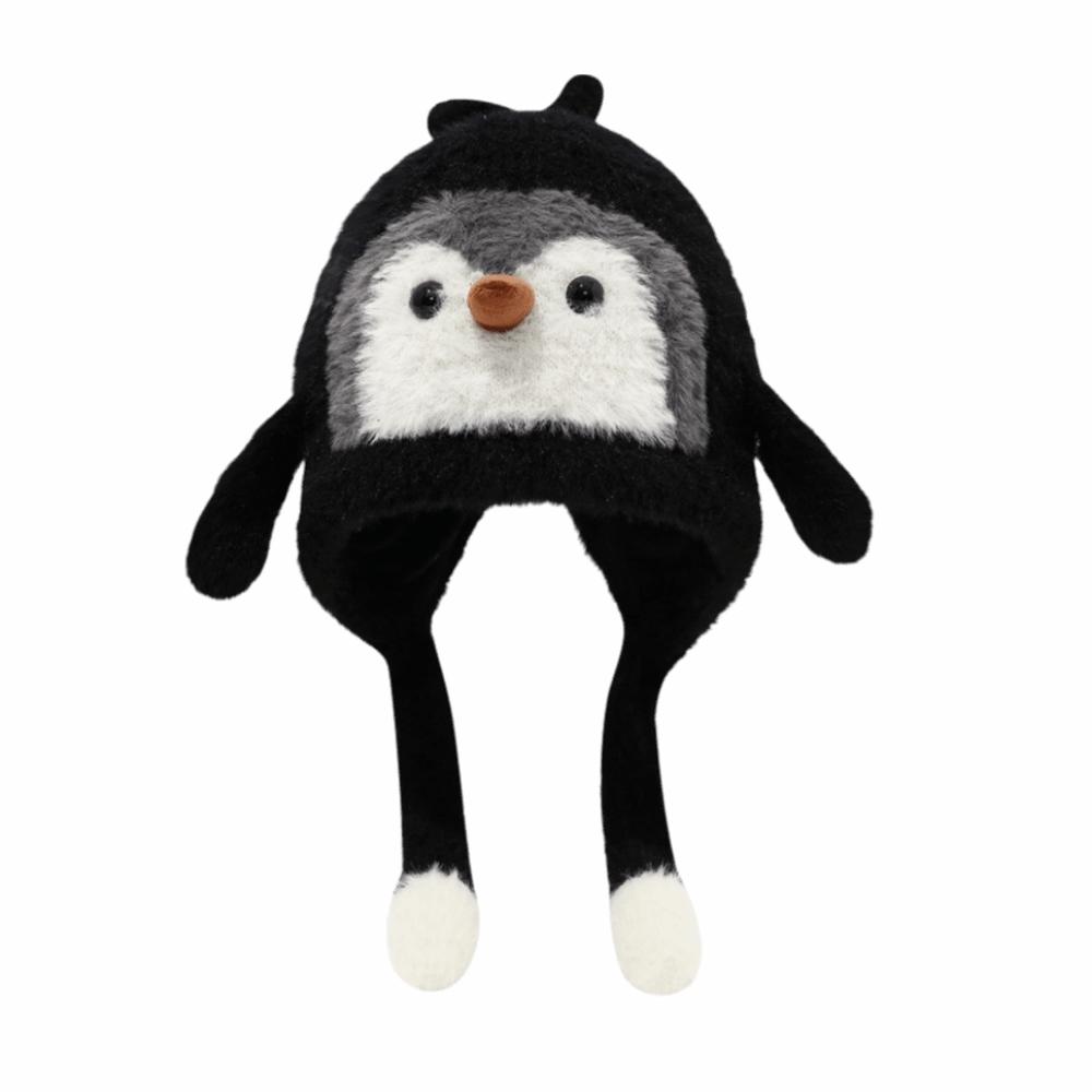 

Breathable Cartoon Penguin Balaclava Hat Cute Plush Penguin Hat Children s Warm Hat Winter Season чёрный