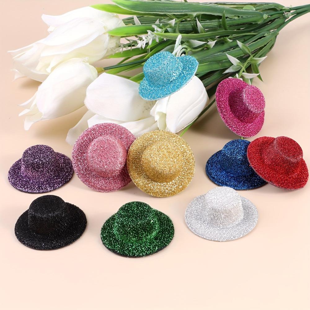 Random 10pcs, Christmas Valentine's Day Random Colors, Exquisite Colored Mini Dome Hats, Holiday Decoration Hats