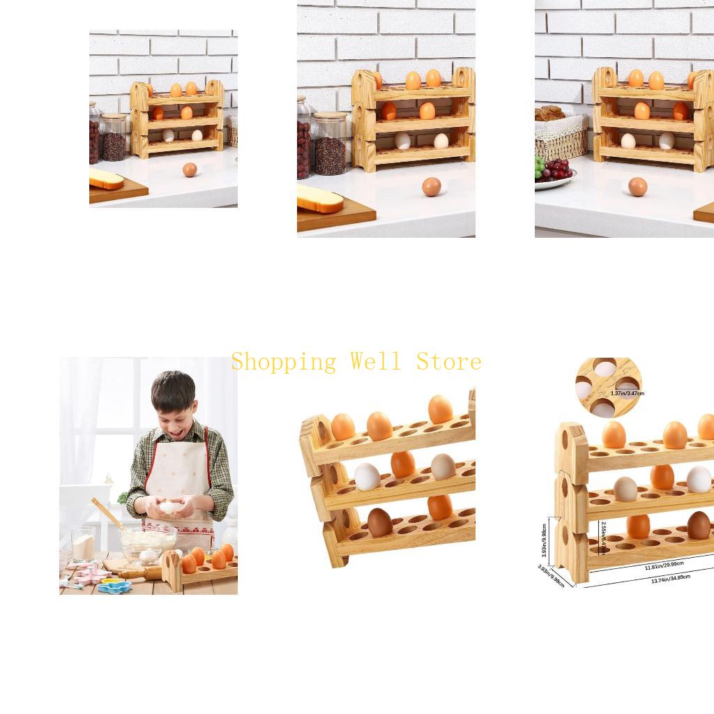 KX4B Wooden Eggs Holder With 3 Deck Design For Large Capacity Kitchen Countertop Display And Organization Stand China Mainland 2960₽