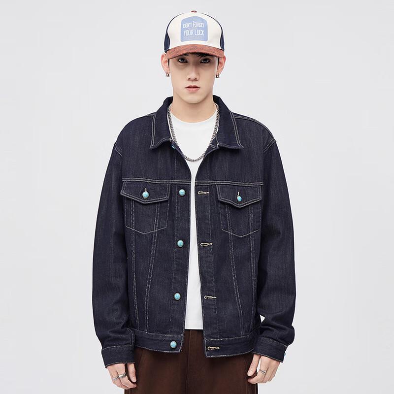 Herren Locker Geschnittene Gewaschene Denim Workwear Jacke