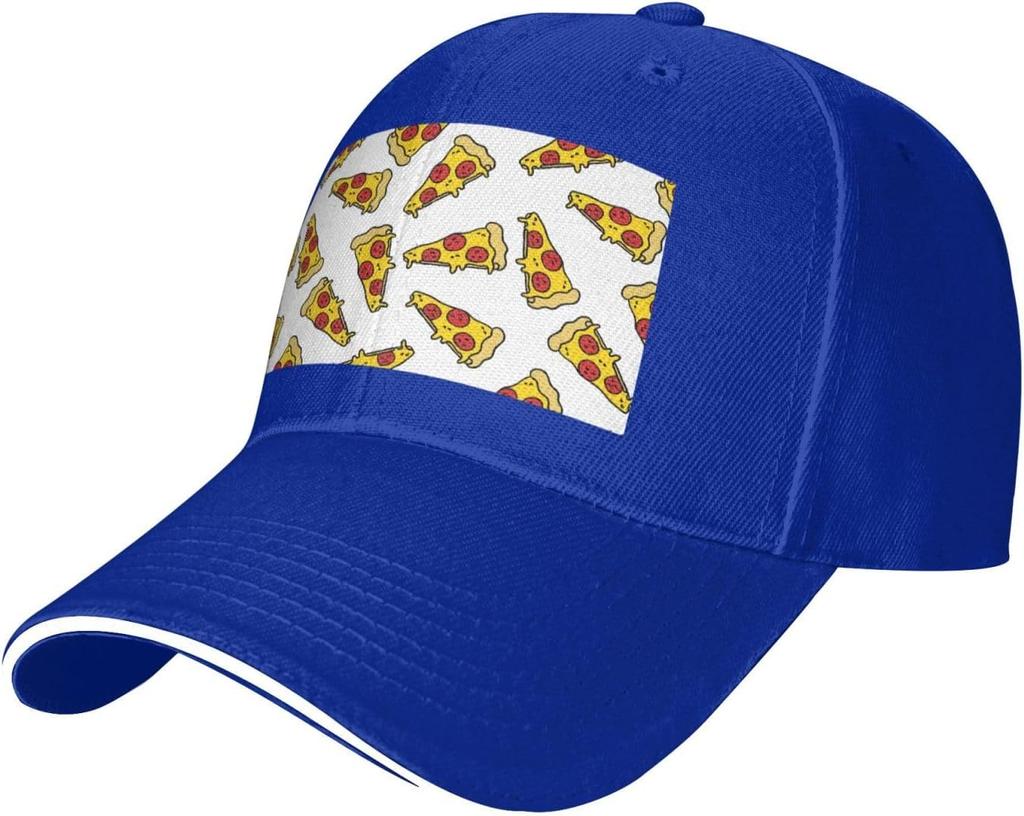Pizza Slice Print Baseball Cap Adjustable Polyester Casual Sun Protection Hat Unisex Adult