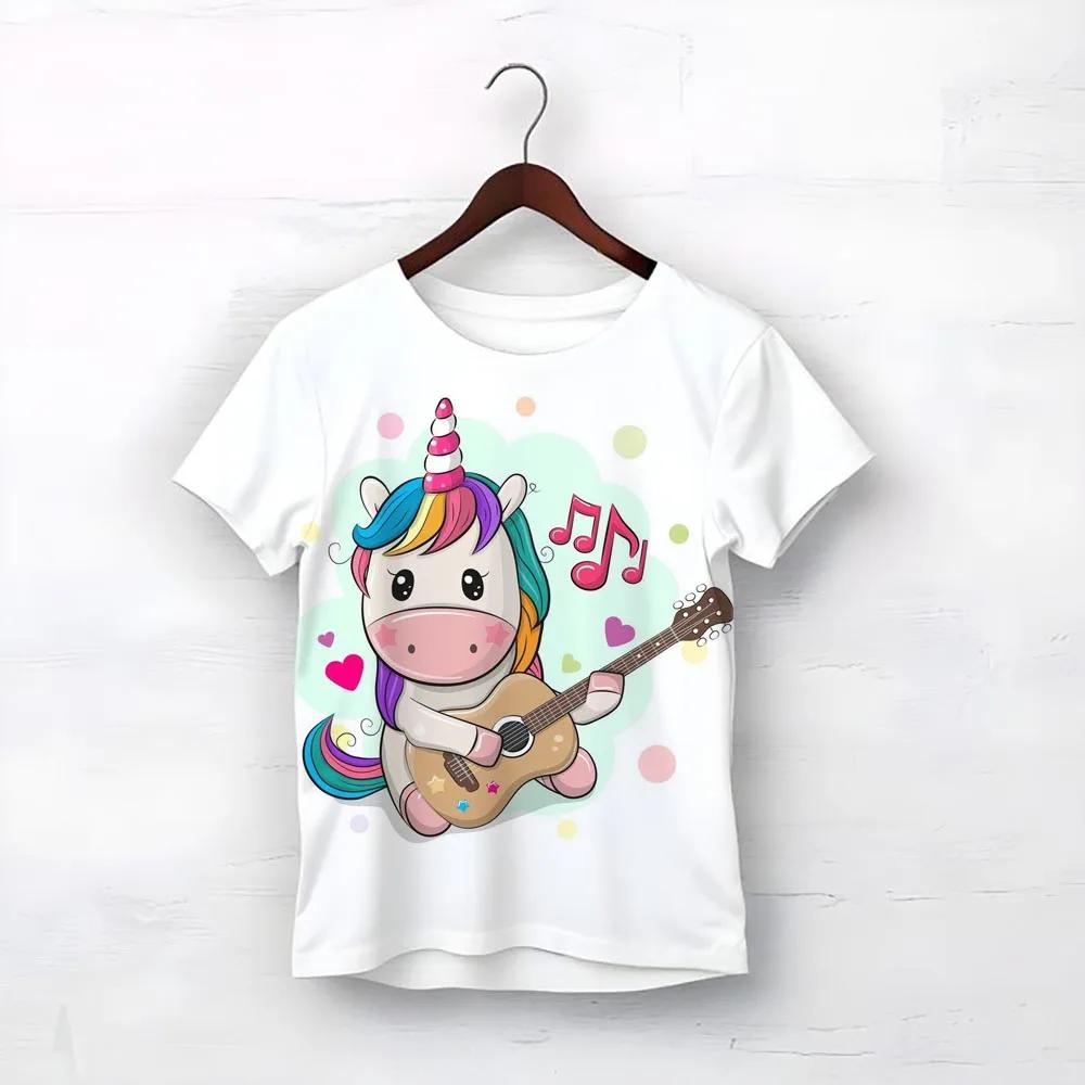 Vysoce kvalitní tričko Smile Unicorn Růžová trička pro dívky Léto 2025 Dětské oblečení Nejlepší dárek k narozeninám pro miminko Dětské topy