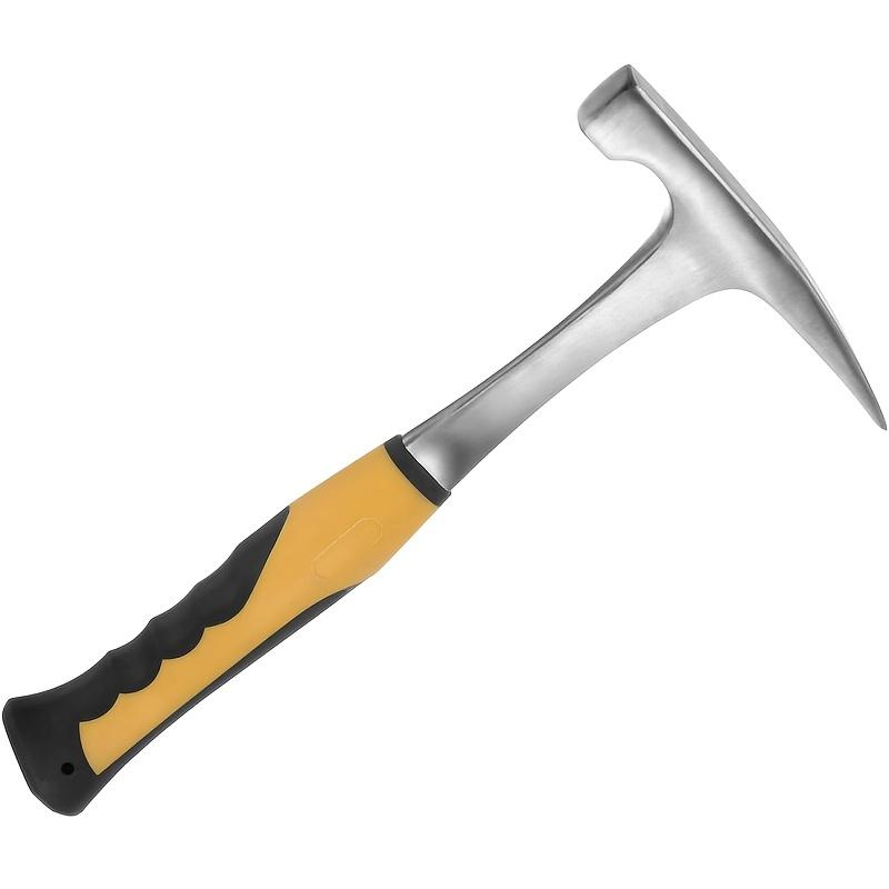 

Damaly, 1 шт. Молоток-кирка из высокоуглеродистой стали, Цельностальной геологический молоток-гвоздодер с нескользящей резиновой рукояткой, Матовая отделка жёлтый