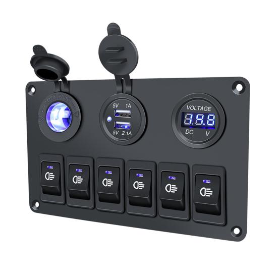Panou convenabil de afișare a tensiunii de comutare automată Impermeabil 45388 12-24V Panou de comutare pentru încărcător USB pentru automobile Gang